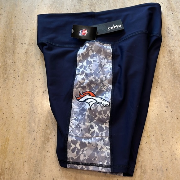 Denver Broncos NWT Navy Bike Shorts with 2 Side Pockets - Picture 1 of 10